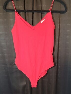gaze Red Spaghetti Strap Bodysuit